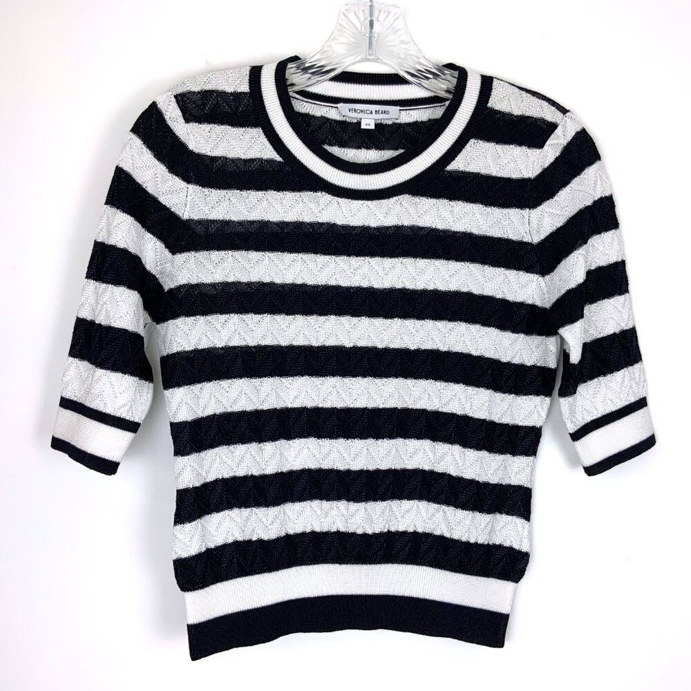 New Veronica Beard Lisbeth Nvy & White Striped Knit Top Sz XS - Picture 7 of 16